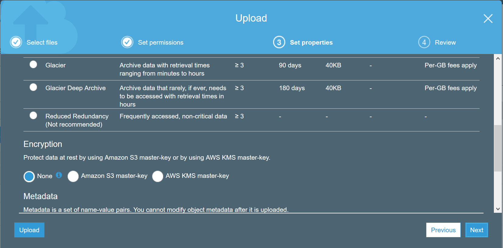 Amazon S3 selection