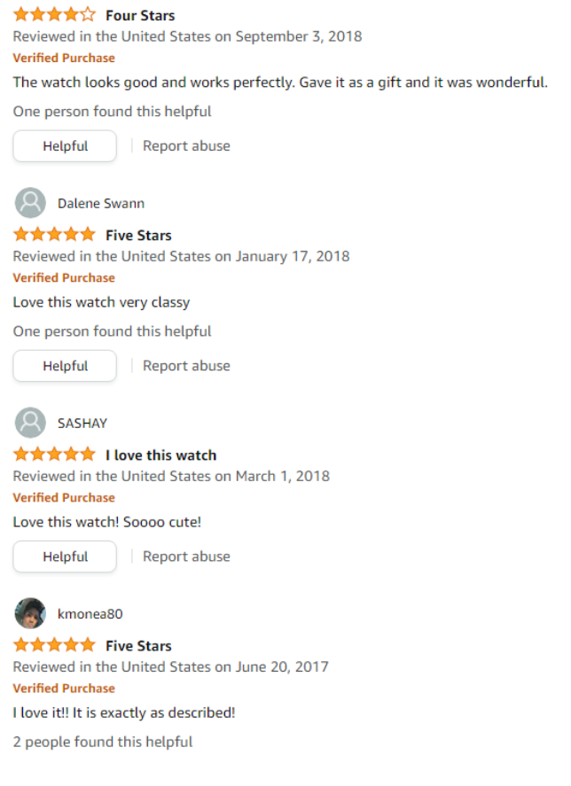 screenshot of Amazon review page results