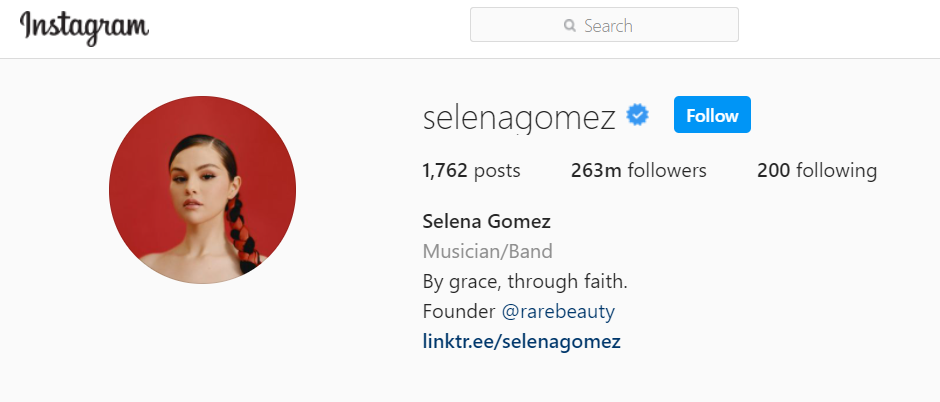 screenshot of Instagram profile page