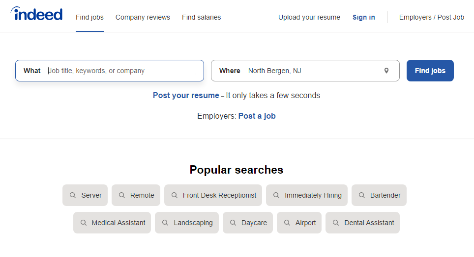 screenshot of indeed.com