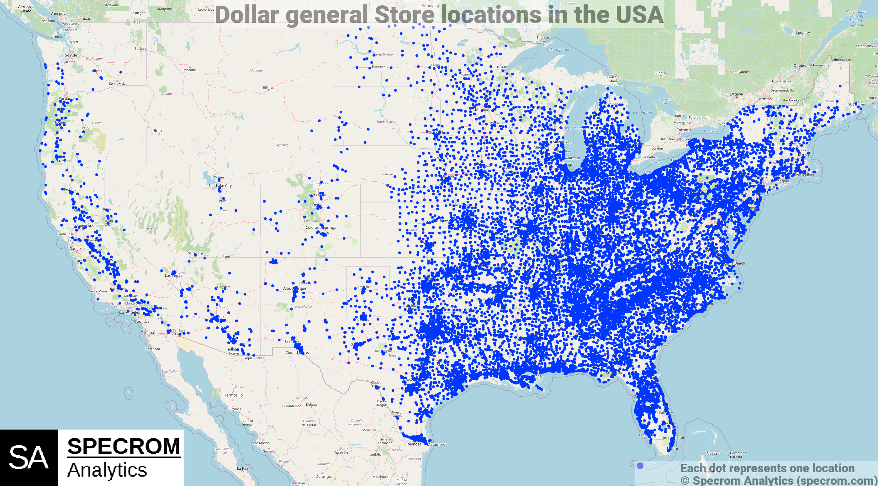 Dollar General store locations in the USA