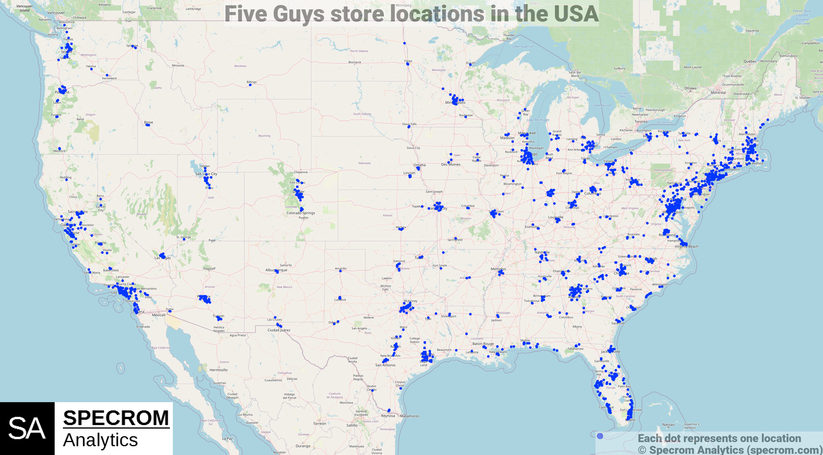 Five Guys store locations in the USA