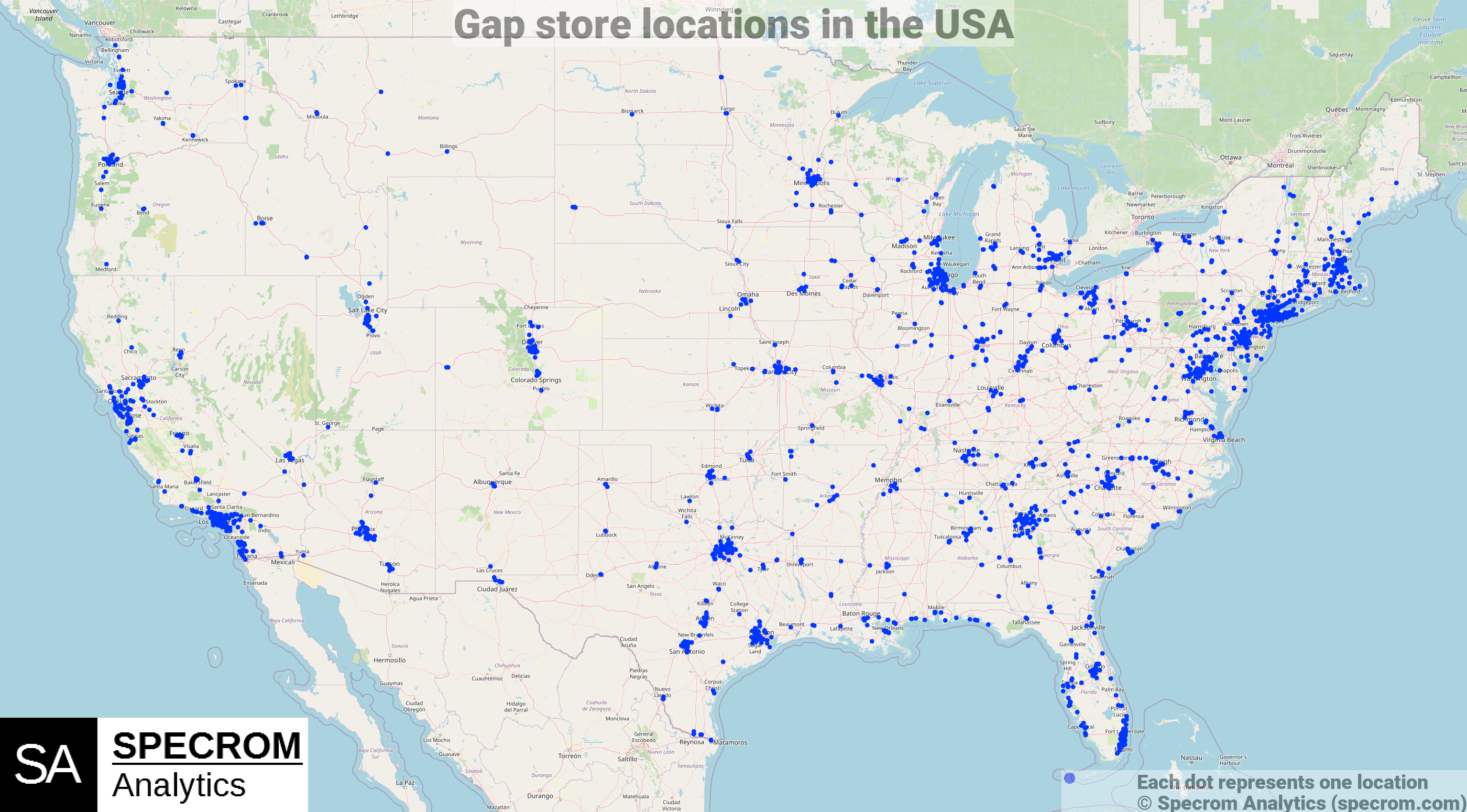 Gap store locations in the USA