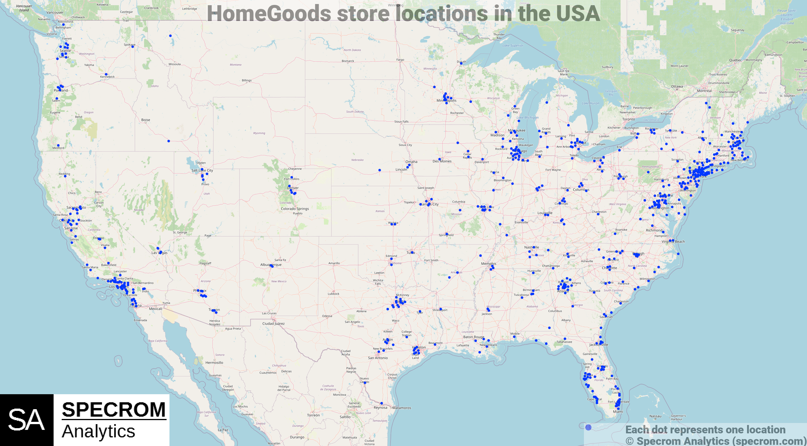 HomeGoods store locations in the USA