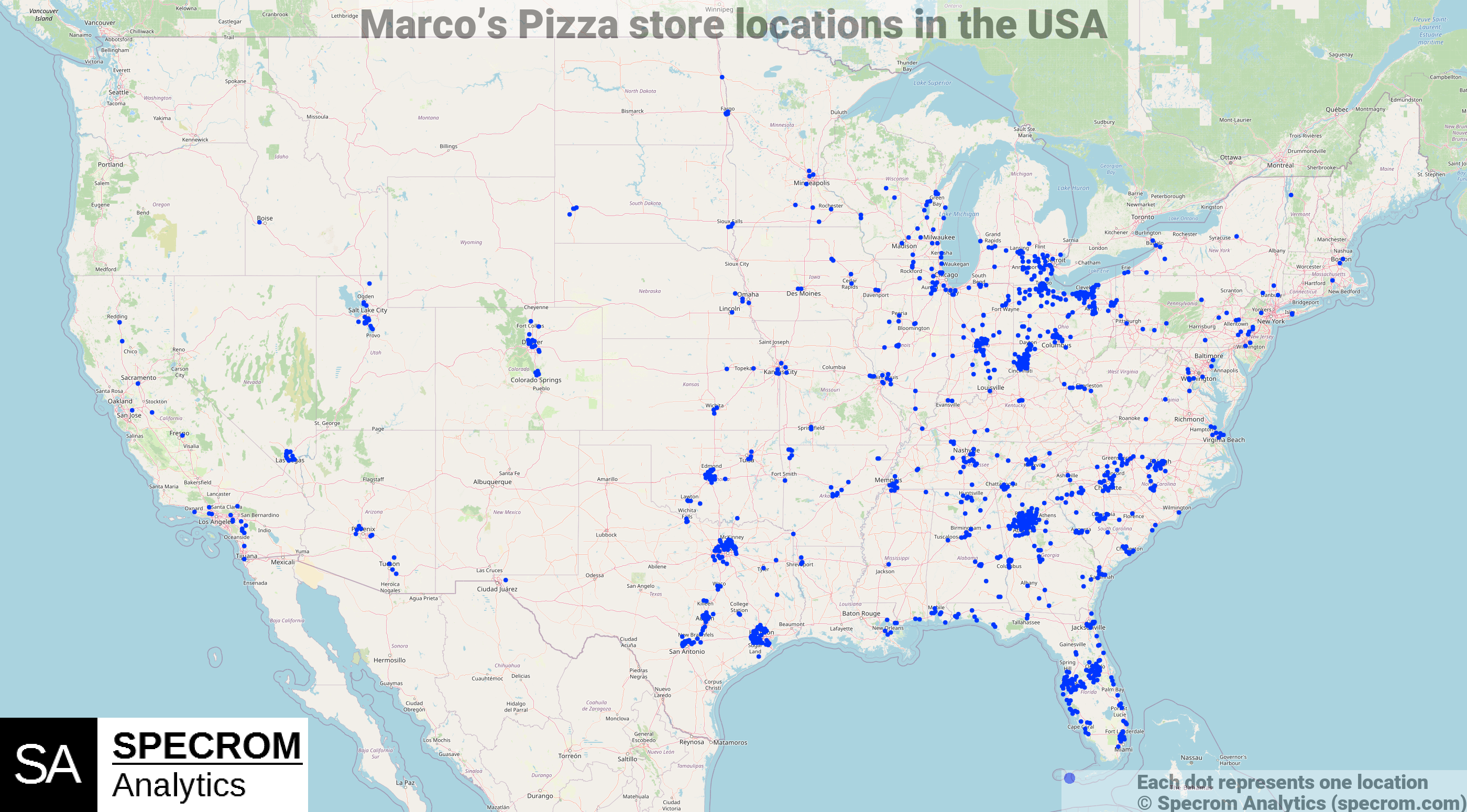 Marco's Pizza store locations in the USA