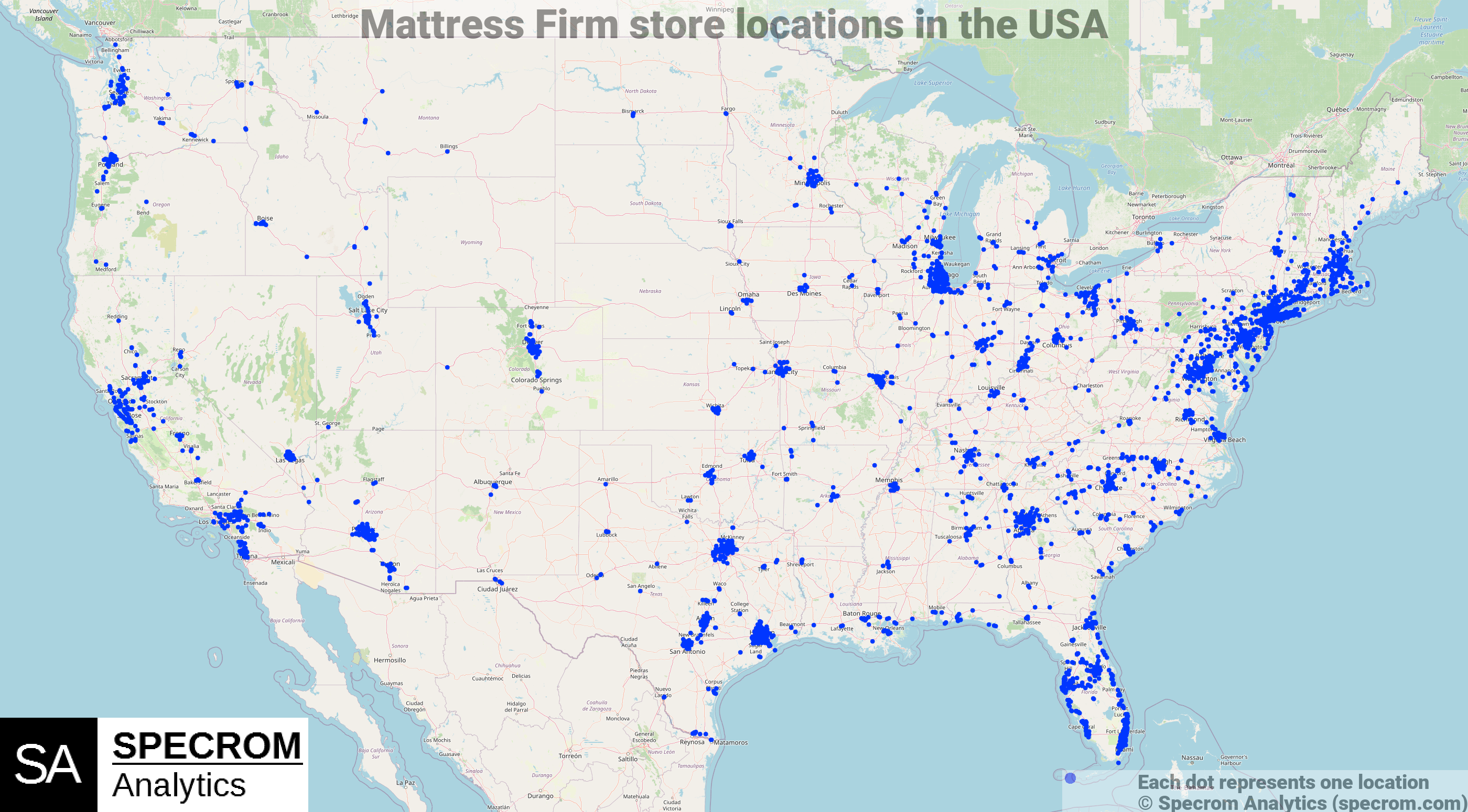 Mattress Firm store locations in the USA