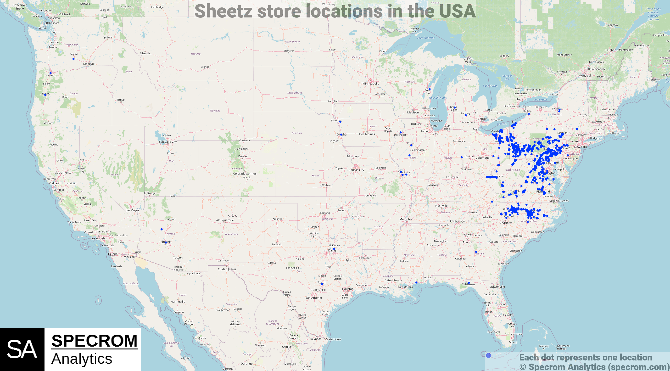 Sheetz store locations in the USA