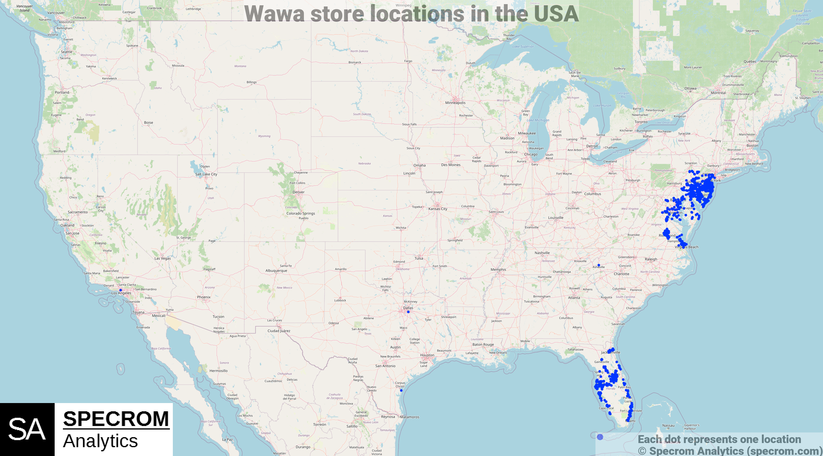 Wawa store locations in the USA